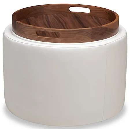 Contemporary Accent Ottoman with Reversible Storage Tray and Casters